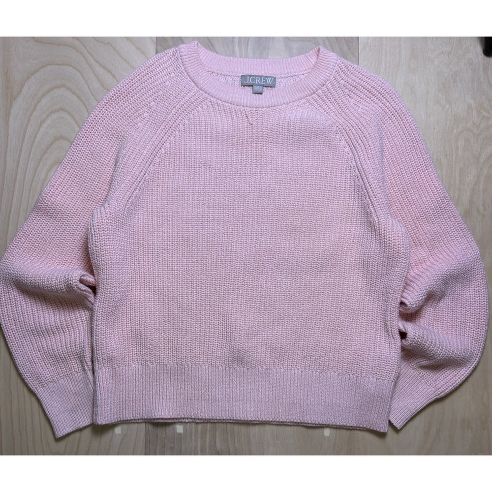 J Crew Pink Knit Cotton Fisherman's Sweater Women's Size S Coastal Preppy Crew